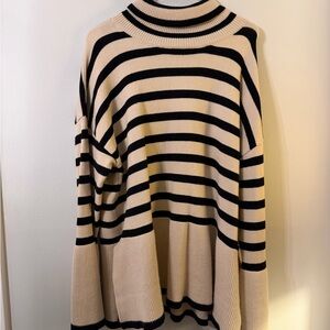 Striped Black and Cream Women's Sweater